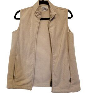 Vintage Warm Fleece Beige/Tan Vest with Zip up with Pockets Women Small